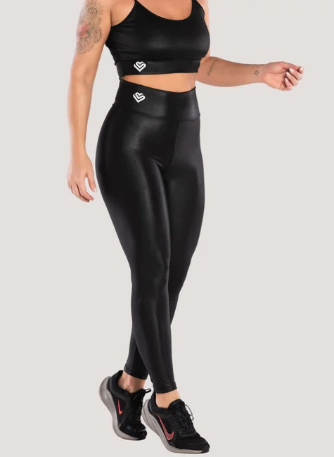 Calça Cirre Leg Brilhosa Calça Legging Infantil Brilhante Cirre Black